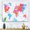 Designart - World Map In Pink and Blue - Modern Canvas Wall Art Print